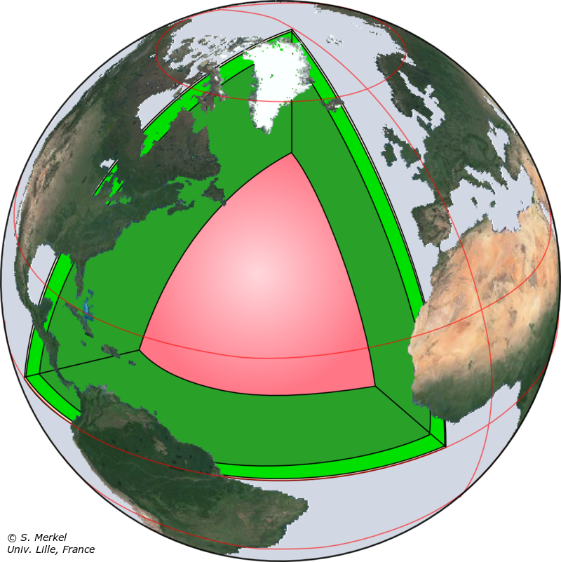 The Earth's core, lower mantle, and upper mantle  © S. Merkel, Univ. Lille, France